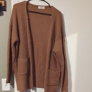 Zenana Tan Open-Front Cardigan Sweater